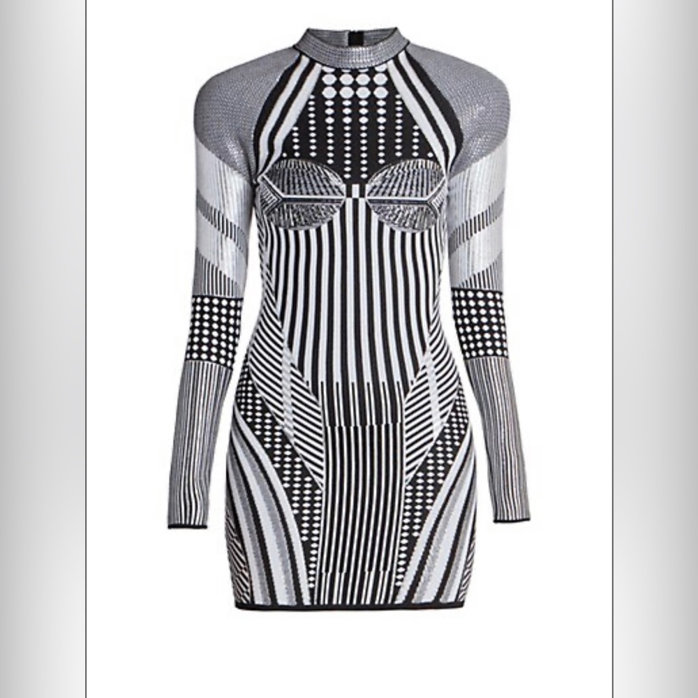 Balmain Jacquard-Knit Pattern Minidress - Picture 1 of 6